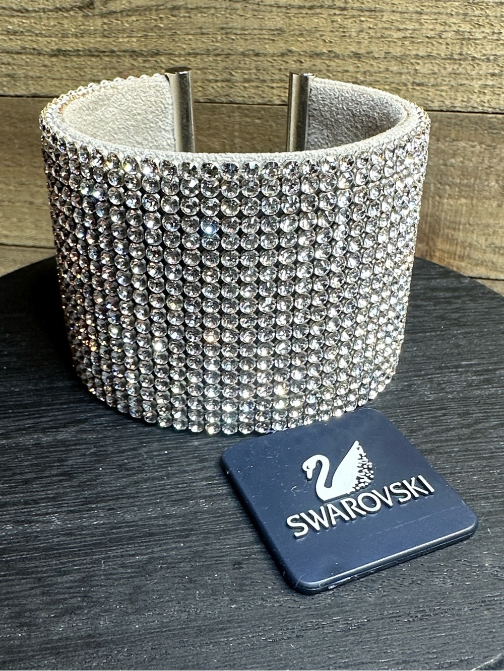 -Swarovski crystals- bracelet cuff silver bangle rhinestones crystals-